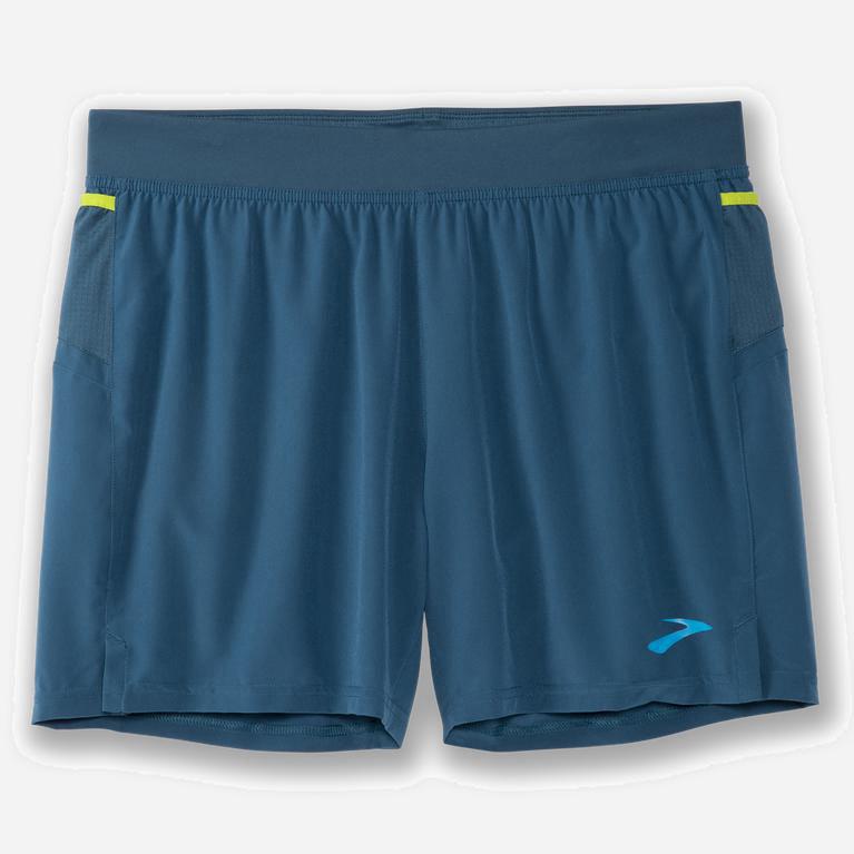 Brooks Men's Sherpa 5 2-In-1 Running Shorts Singapore - Alpine/SteelBlue/Bright Moss (38019-LXWV)